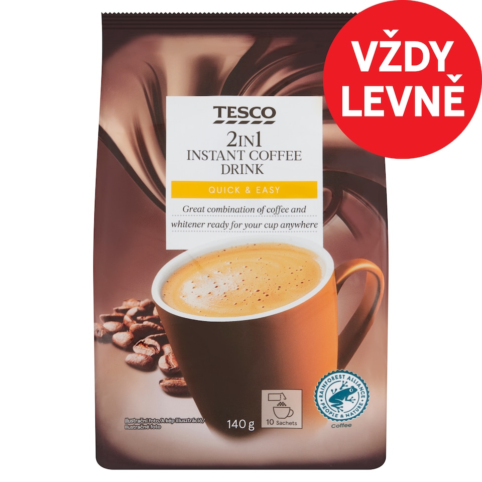 Tesco 2in1 instantní kávový nápoj v prášku 10 x 14g (140g)