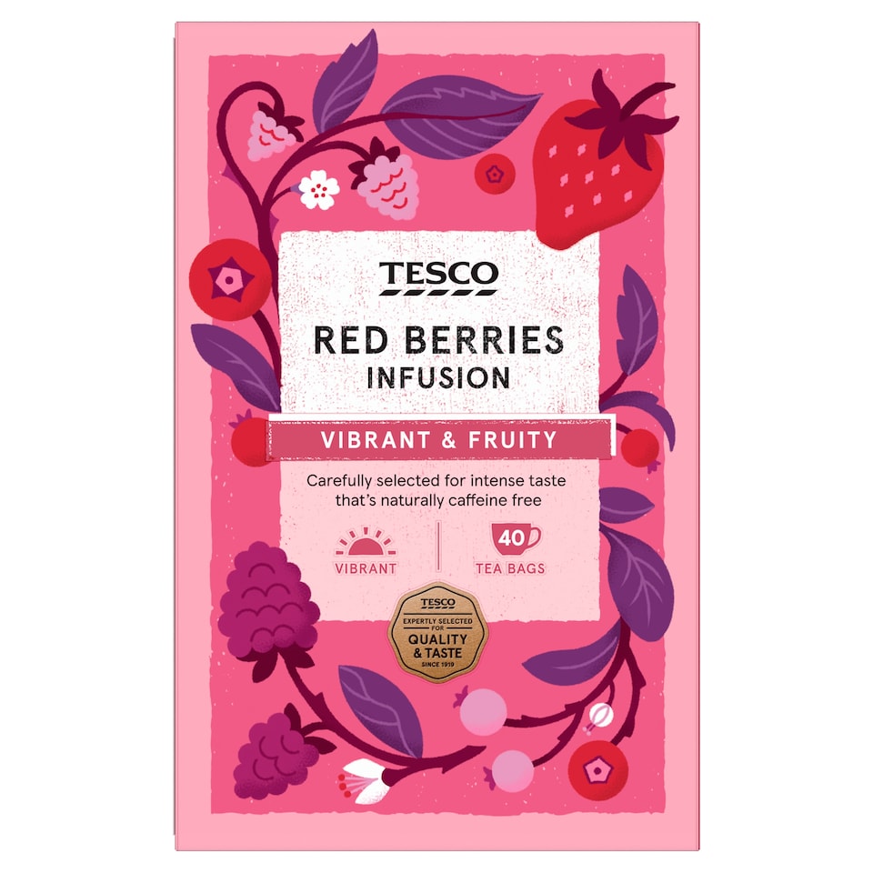 Tesco Red Berries 40 Tea Bags 120G