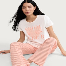 F&F 2-Piece Pure Cotton Cool Mums Club Pyjama Set in Multi White