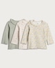 image 1 of F&F Baby 3-Pack Cotton Rich Floral Print Long Sleeved Tops in Green