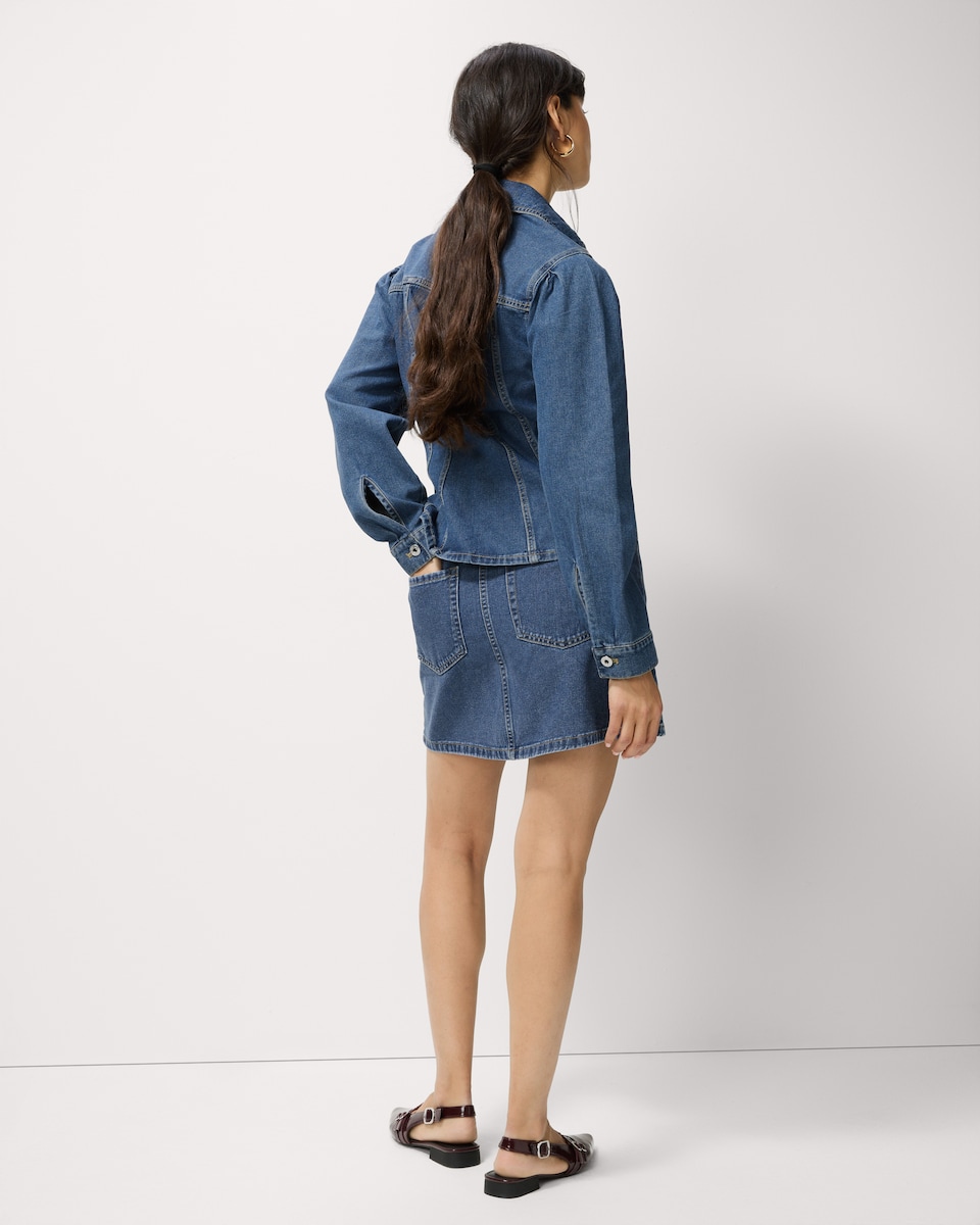 image 1 of F&F Pure Cotton Denim Mini Skirt in Blue