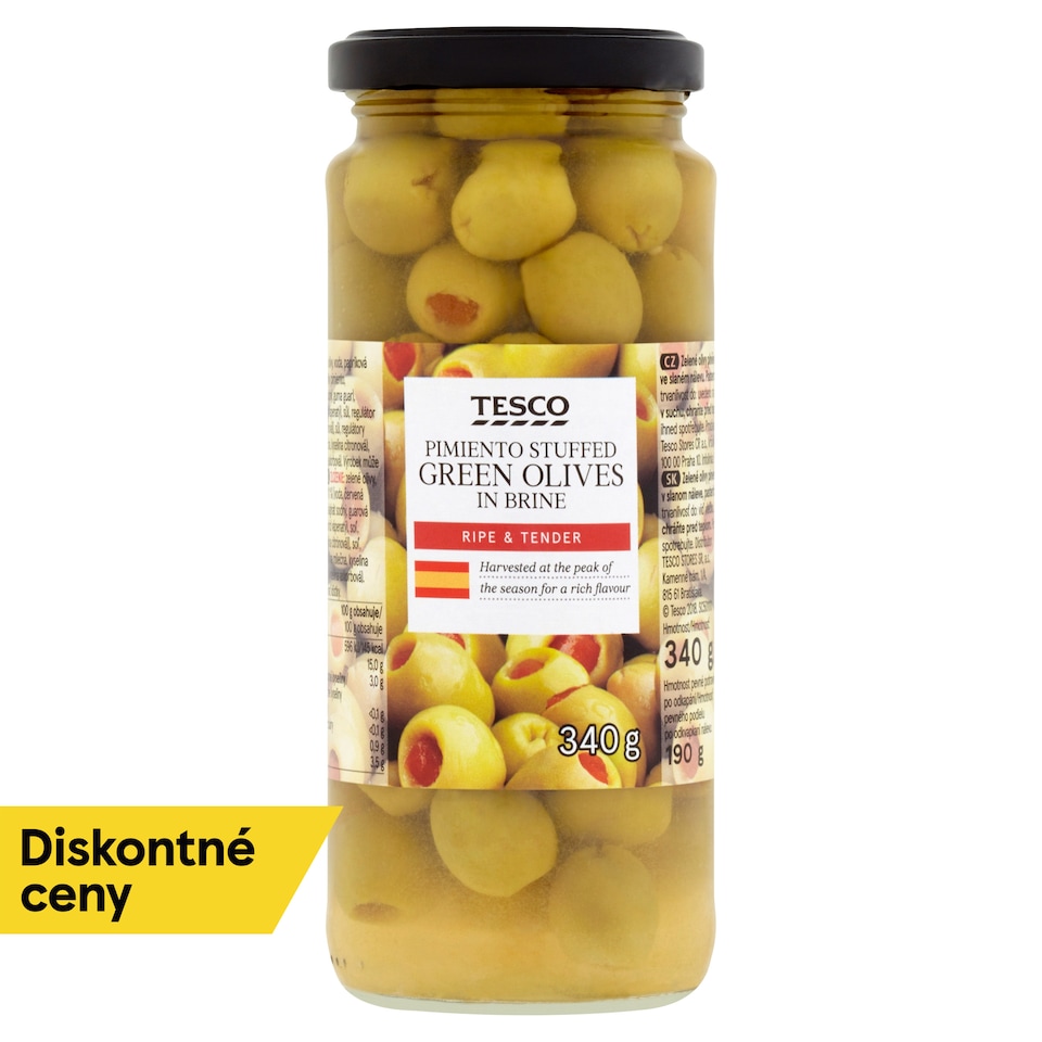 Tesco Pimiento Stuffed Green Olives in Brine 340 g