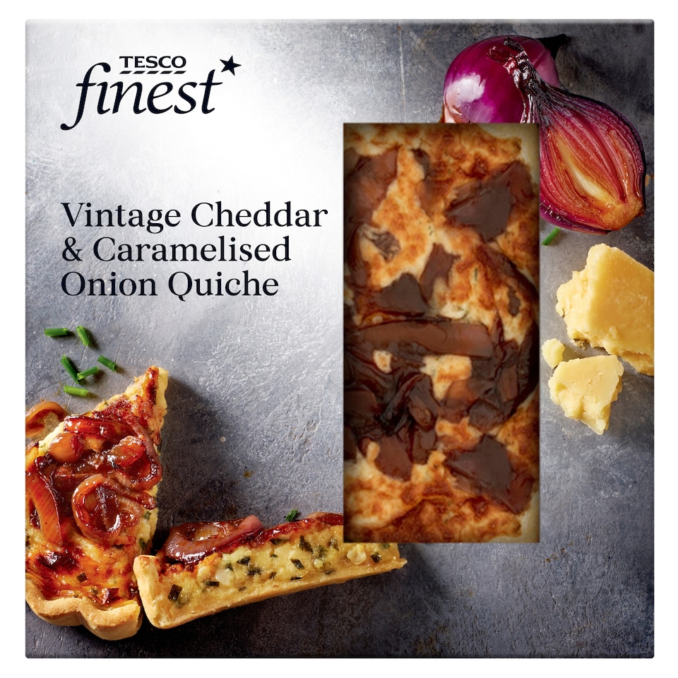 Tesco Finest Vintage Cheddar & Caramelised Onion Quiche 420G