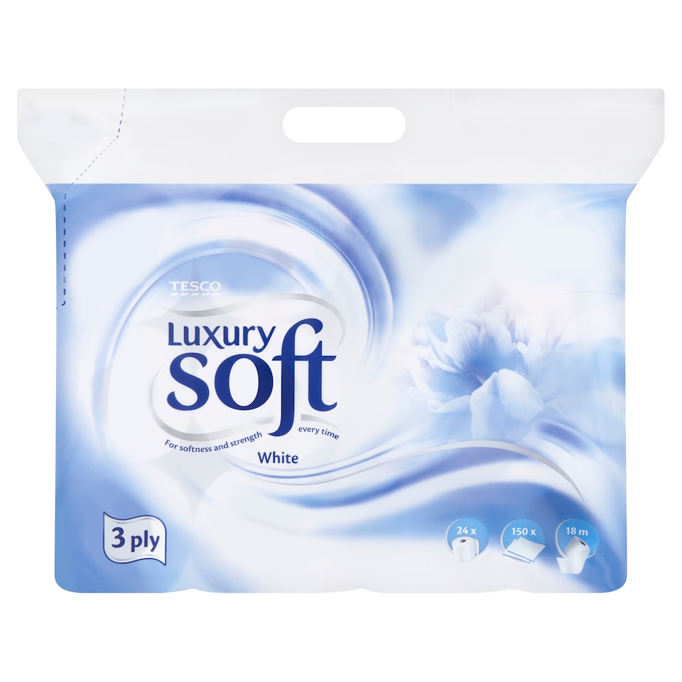 Tesco Soft Luxury White Toilet Paper 3 Ply 24 pcs