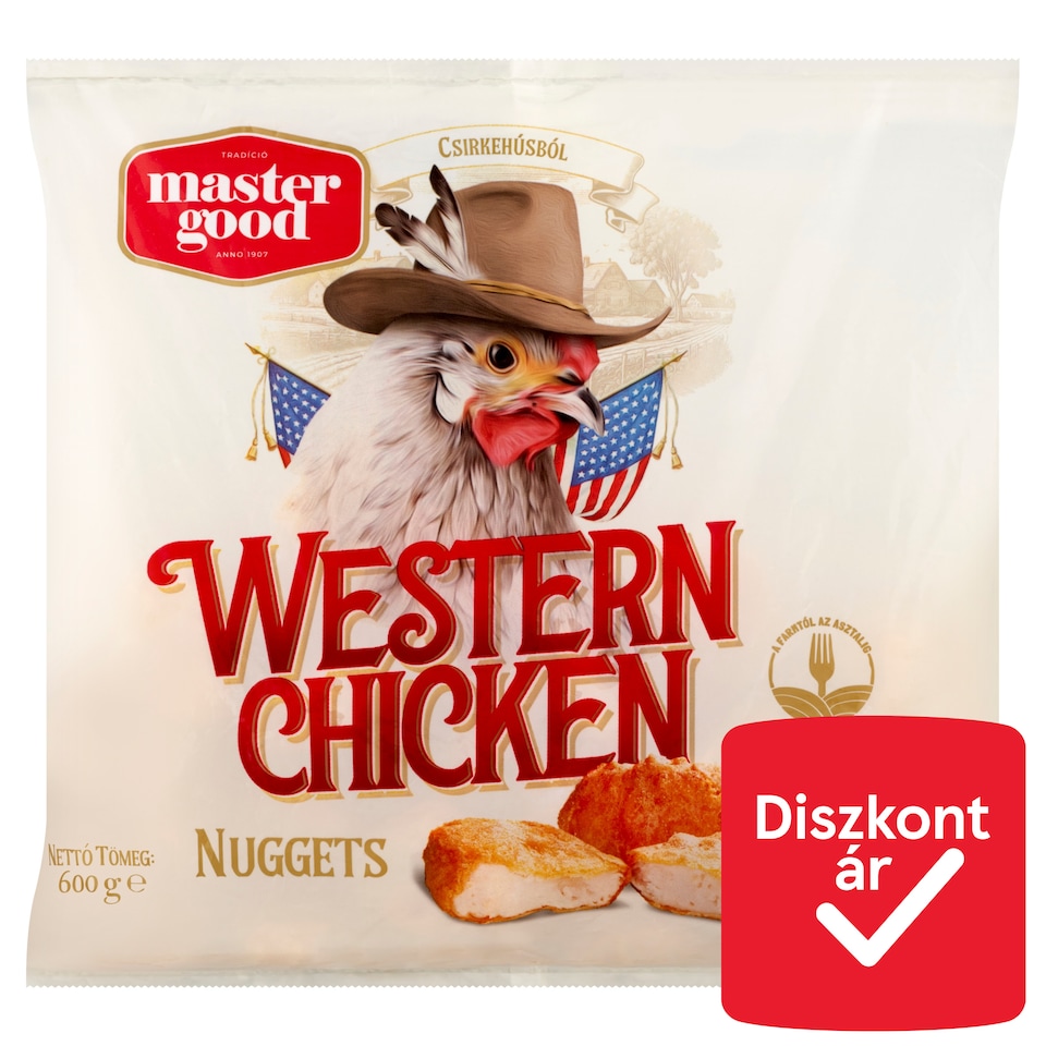 Master Good Western Chicken Nuggets gyorsfagyasztott elősütött csirkéből formázott termék 600 g  1. kép