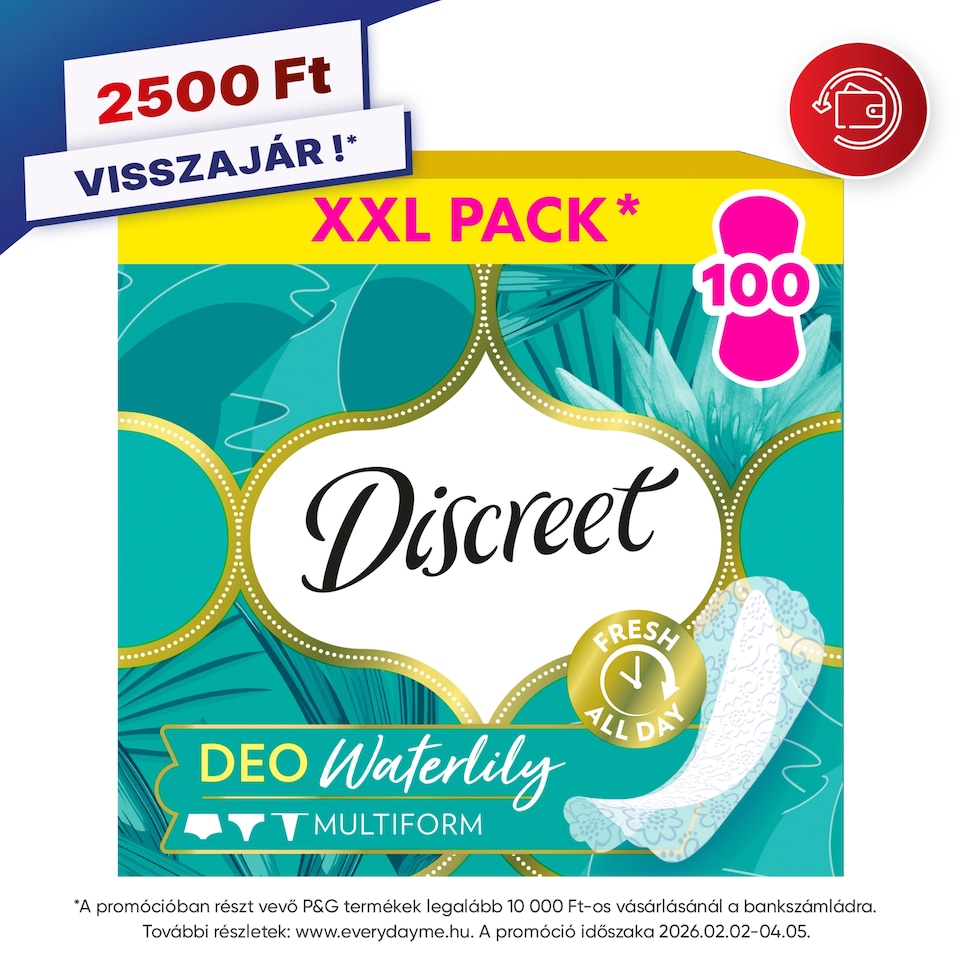 Discreet Légáteresztő Multiform Waterlilly Tisztasági Betétek 1. kép