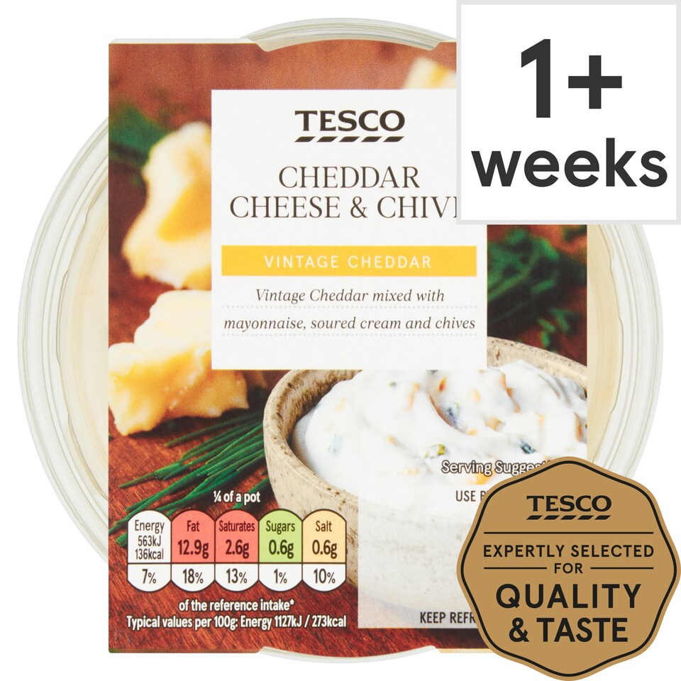 Tesco Cheddar Cheese & Chive Dip 200G Tesco Groceries