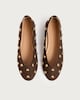 image 2 of SACHA Faux Suede Studded Ballet Flats in Brown