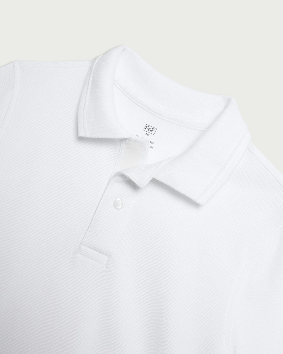 image 1 of F&F Boys School 3-Pack Pure Cotton Short Sleeved Easy Dressing Polo Shirts in White