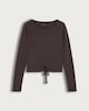 image 4 of F&F Active Modal Rich Drawstring Hem Long Sleeved Yoga Top in Brown
