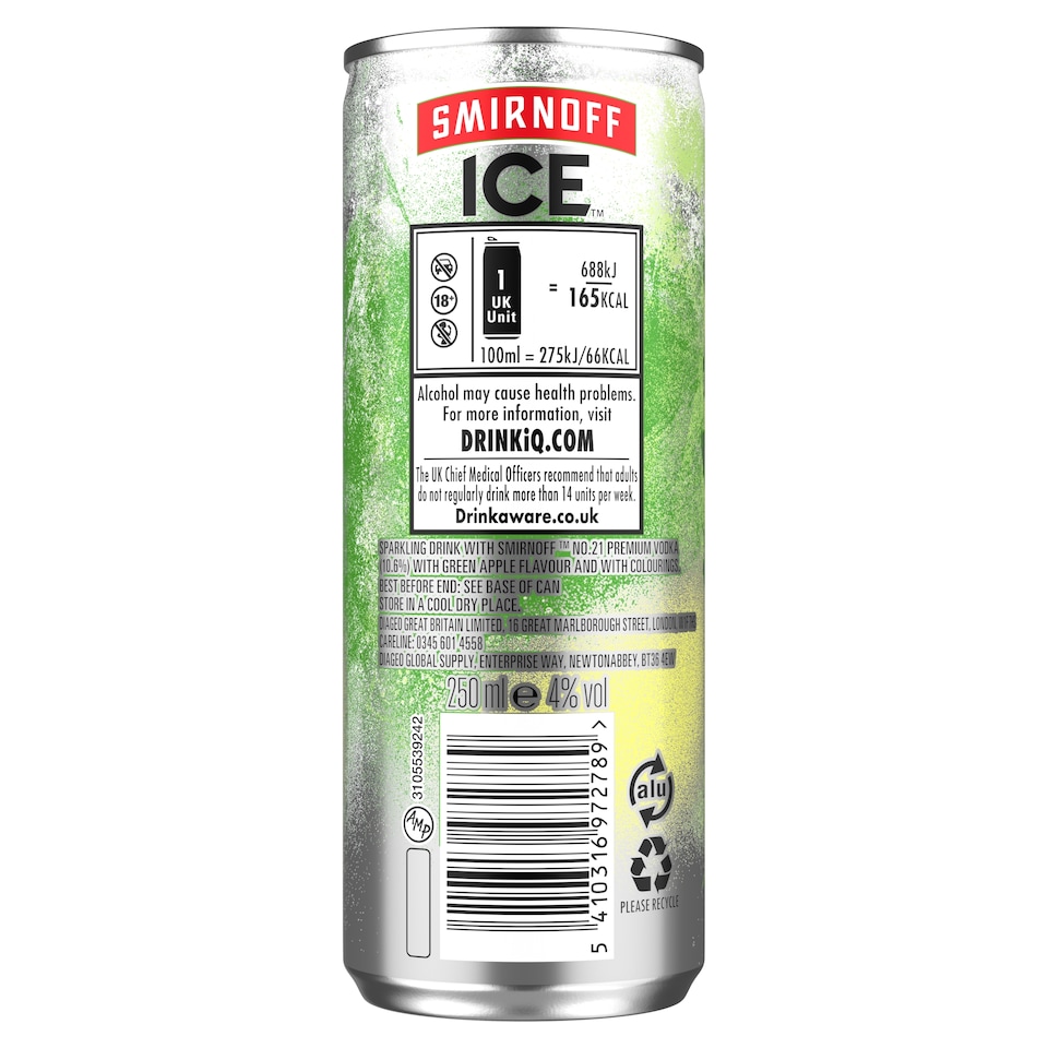 image 1 of Smirnoff Ice Green Apple 250ml 