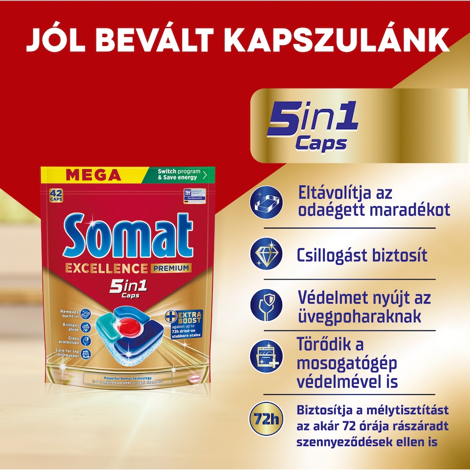 Somat 5in1 Excellence mosogatógép kapszula 42 db  1. kép