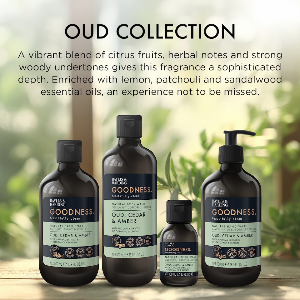 image 1 of Baylis & Harding Goodness Oud, Cedar & Amber 100ml Body Wash