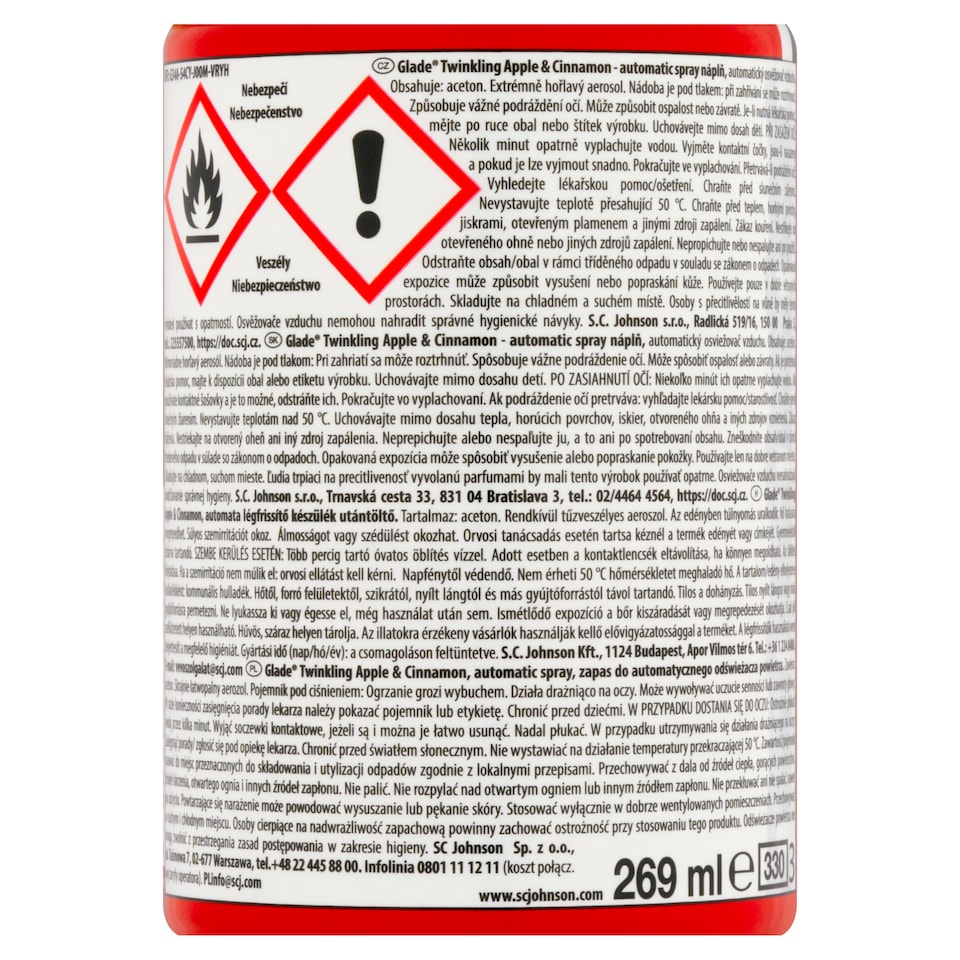 Obrázek 1 pro produkt Glade Twinkling Apple & Cinnamon náplň automatický osvěžovač vzduchu 269ml