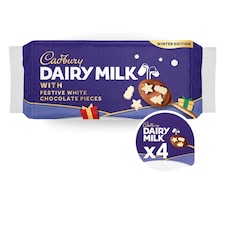 Cadbury Dairy Milk Dessert with festive white chocolate pieces  4x75g