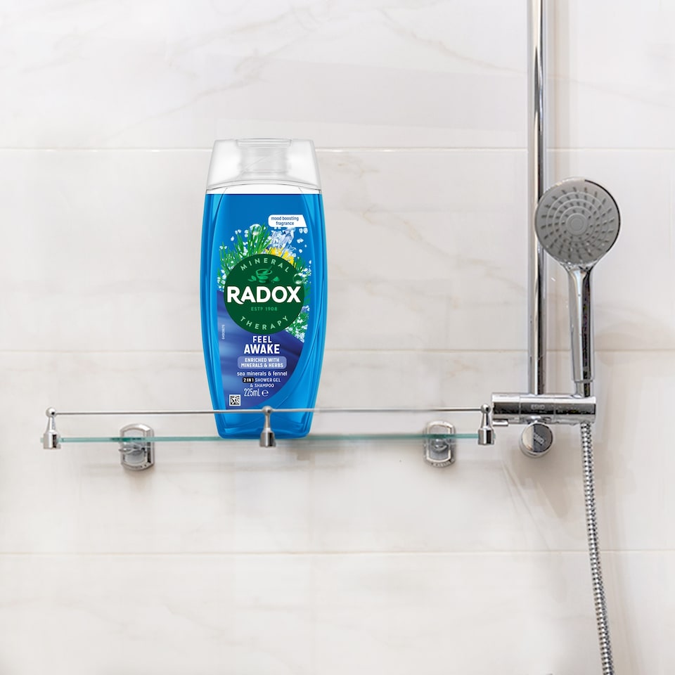 image 1 of Radox Sea Minerals Feel Awake 2-in-1 Shower Gel Body Wash Shampoo 225ml