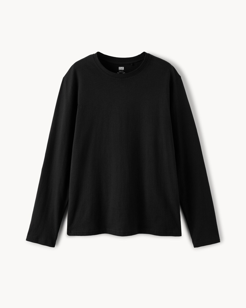 image 1 of F&F Pure Cotton Long Sleeved Top in Black