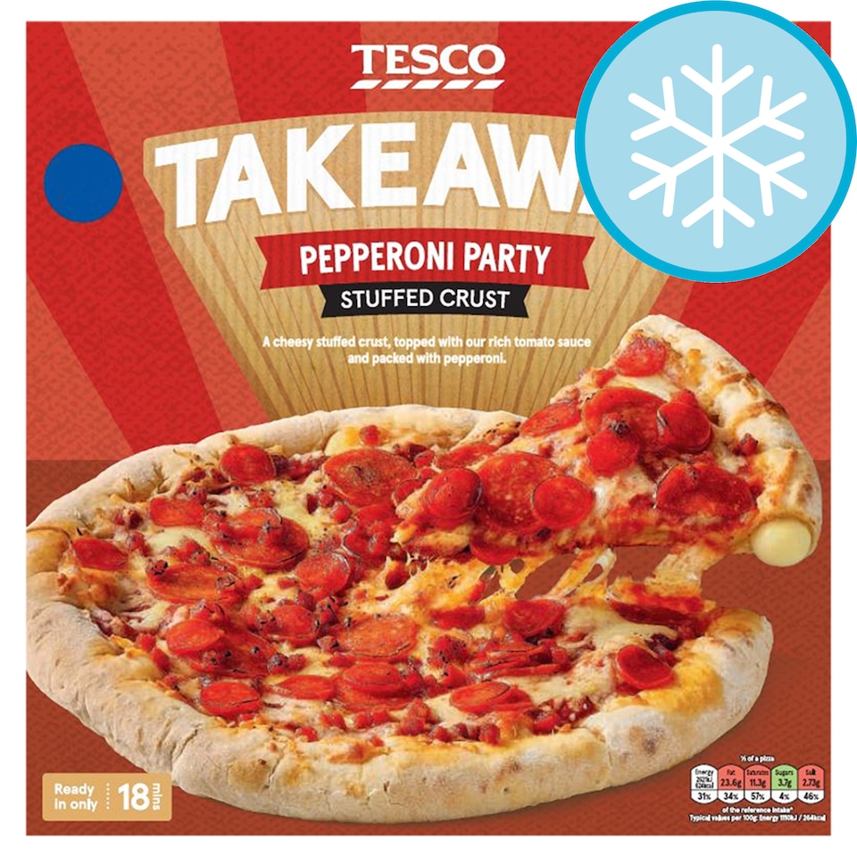 Tesco Takeaway Pepperoni Party Stuffed Crust Pizza 472g