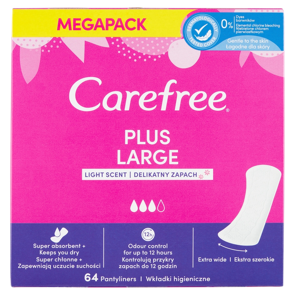 Obrázek 1 pro produkt Carefree Plus Large slipové vložky s jemnou vůní 64 ks