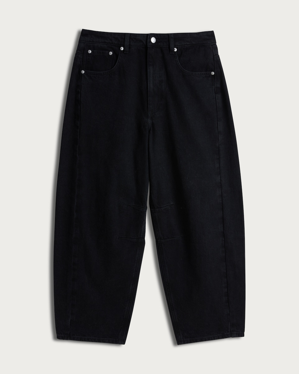 image 1 of F&F Barrel Leg Jeans in Black