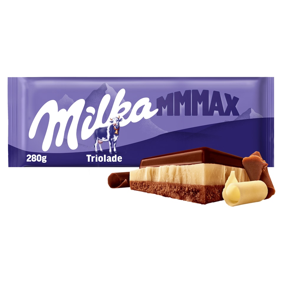 Milka čokoláda Mmmax Triolade bílá, hořká a mléčná 280g
