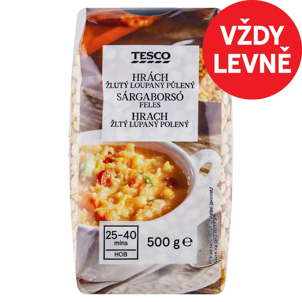 Tesco Hrách žlutý loupaný půlený 500g