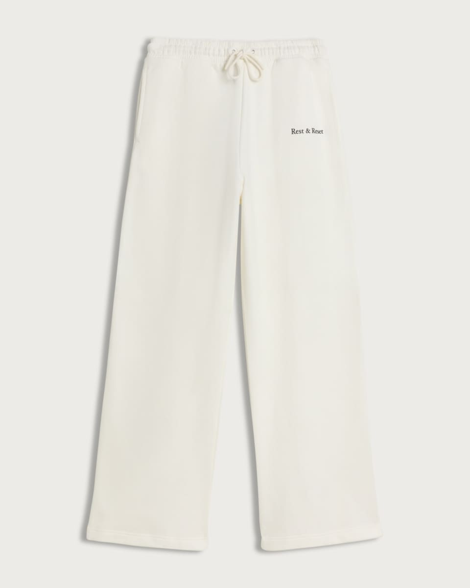image 1 of F&F Active AFTERCLASS Rest & Reset Wide Leg Joggers in Cream