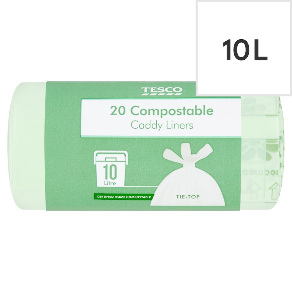 Tesco Tie-Top Compostable Caddy Liners 10 Litre 20 Pack