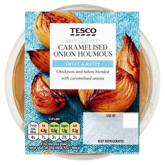 Tesco Reduced Fat Caramelised Onion Houmous 182G Tesco Groceries