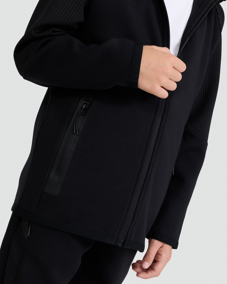 image 1 of F&F Active Boys Hooded Zip Up Jacket in Black