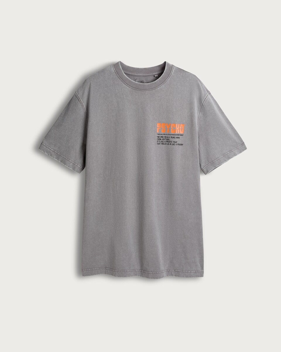 image 1 of Alfred Hitchcock Pure Cotton T-Shirt in Grey