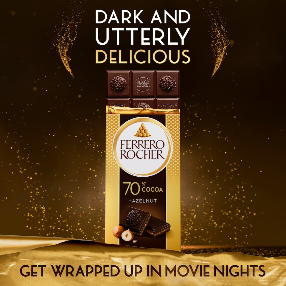 image 1 of Ferrero Rocher Hazelnut & Dark 70% Choclate Bar 90g