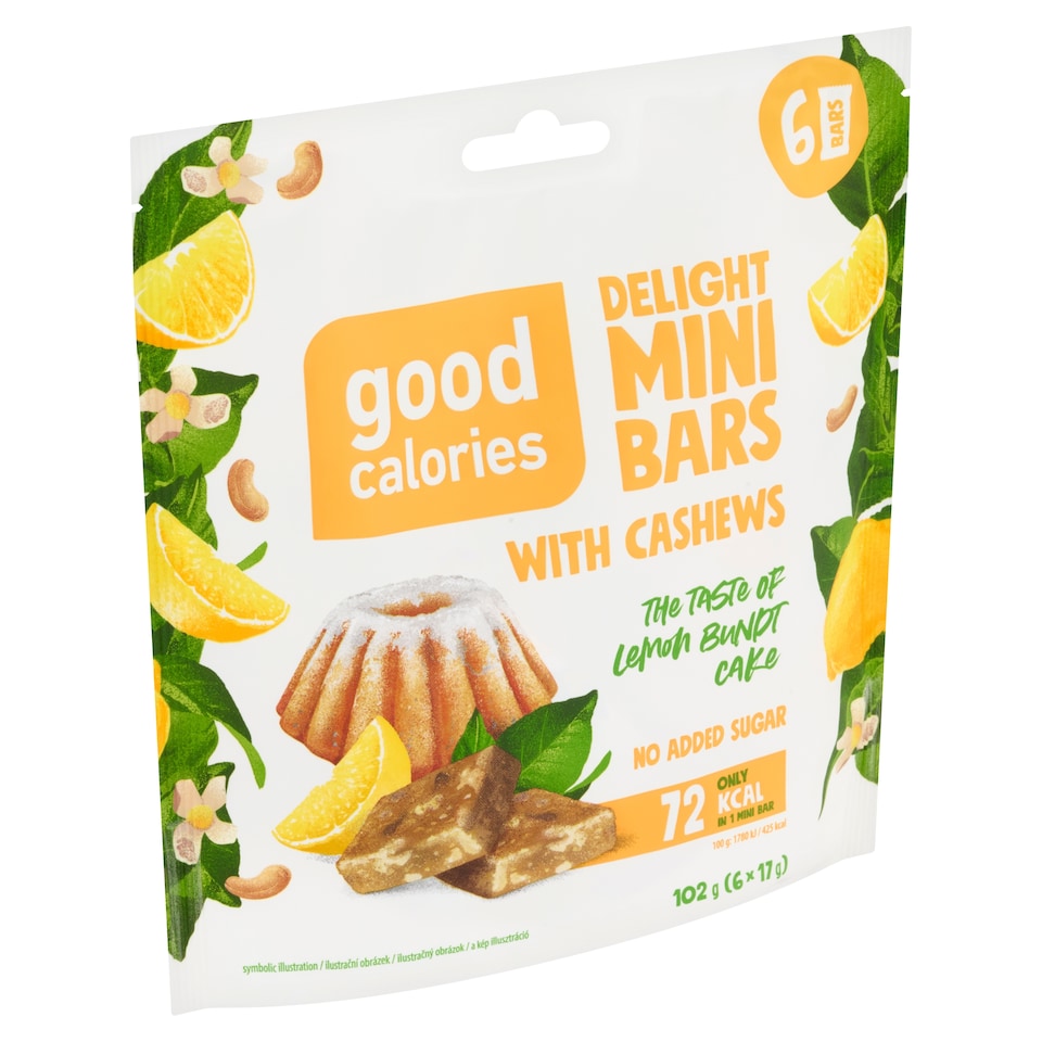 image 1 of Good Calories Delight Mini Bars with Cashews the Taste of Lemon Bundt Cake 6 x 17 g (102 g)