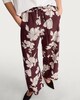 image 1 of F&F Floral Wide Leg Drawstring Trousers in Burgundy