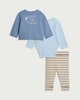 image 2 of F&F Baby 3-Piece Cotton Rich Badger Cardigan, Bodysuit and Leggings Set in Blue