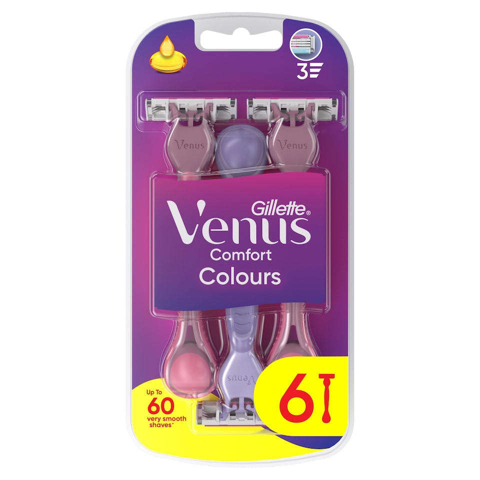 Gillette Venus Comfort Colours Eldobható Borotva, 6 Db/Csomag  1. kép
