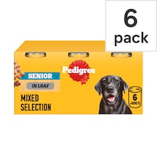Pedigree Senior Dog Food Tin Cans Meat in Loaf 6x400g