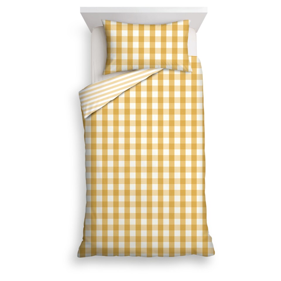 Tesco Ochre Oversized Check Duvet Set Single Tesco Groceries
