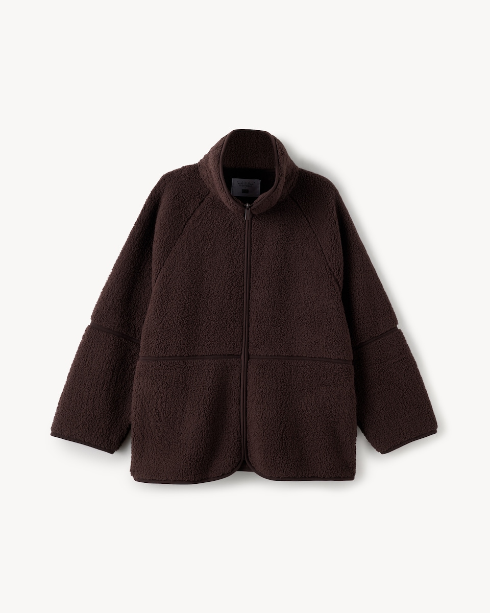 image 1 of F&F Fleece Funnel Neck Zip Up Pyjama Top in Chocolate