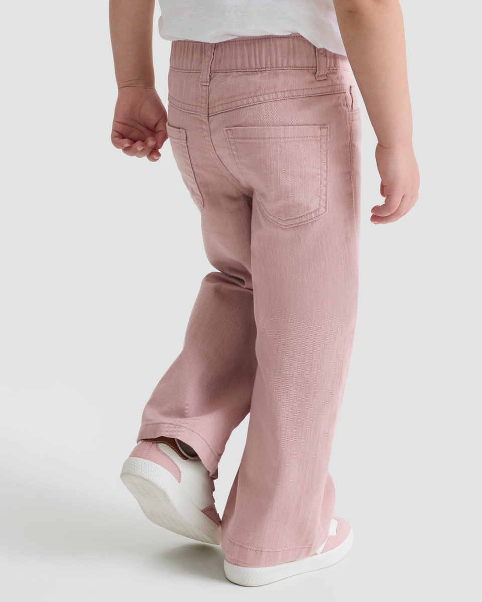 image 1 of F&F Girls Pure Cotton Wide Leg Jeans in Pink