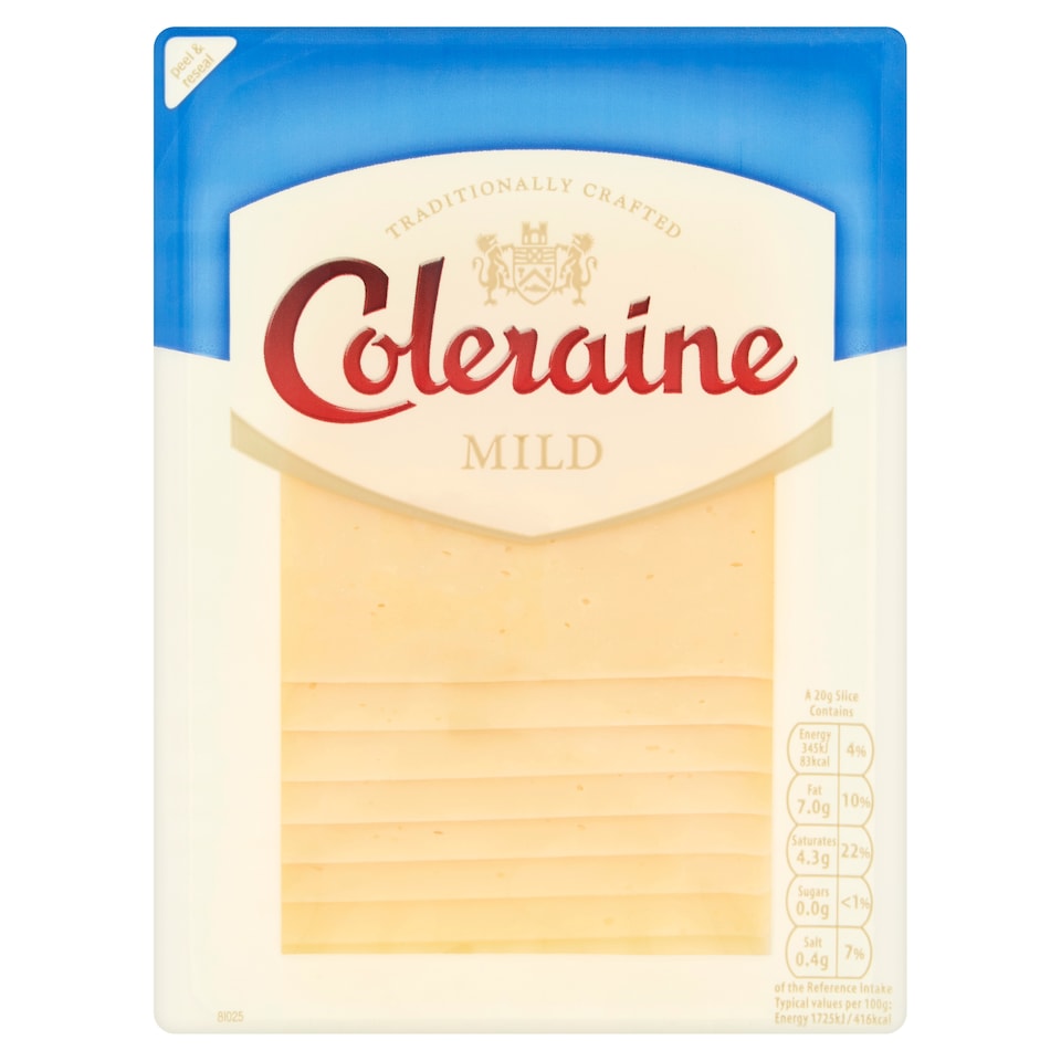 Coleraine Mild Cheddar Cheese Slices 160G