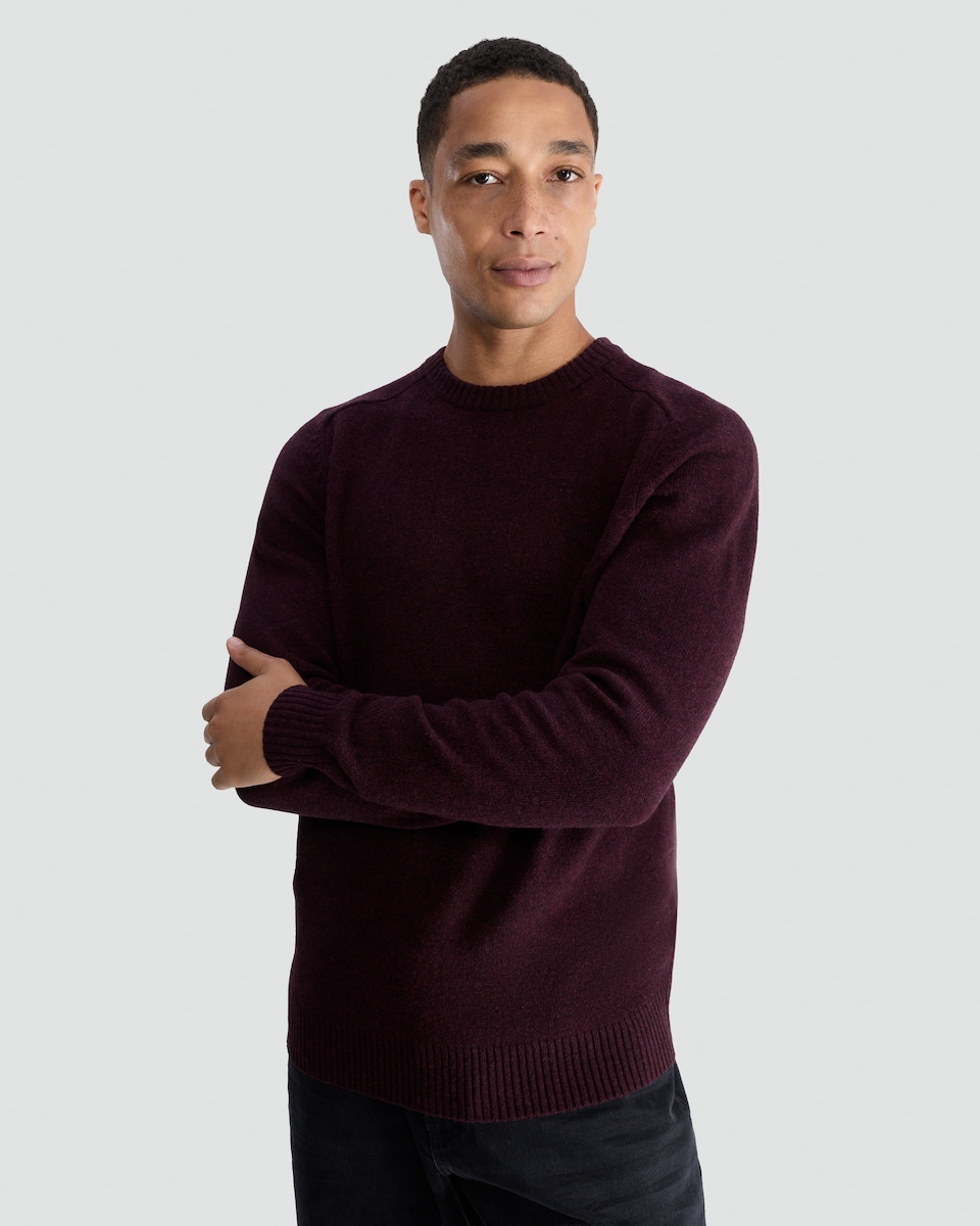 image 1 of F&F Lambswool Knitted Crew Neck Jumper in Burgundy