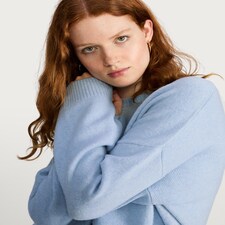 F&F Knitted Slouchy Jumper with Wool in Blue