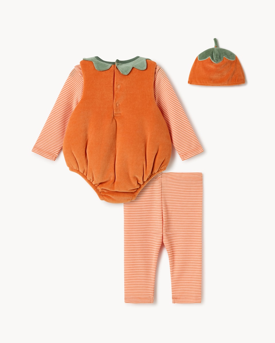 image 1 of F&F Baby Pumpkin Dress-Up Top, Bodysuit, Trousers and Hat Set in Brick