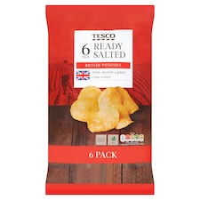 Tesco Ready Salted Crisps 6X25g