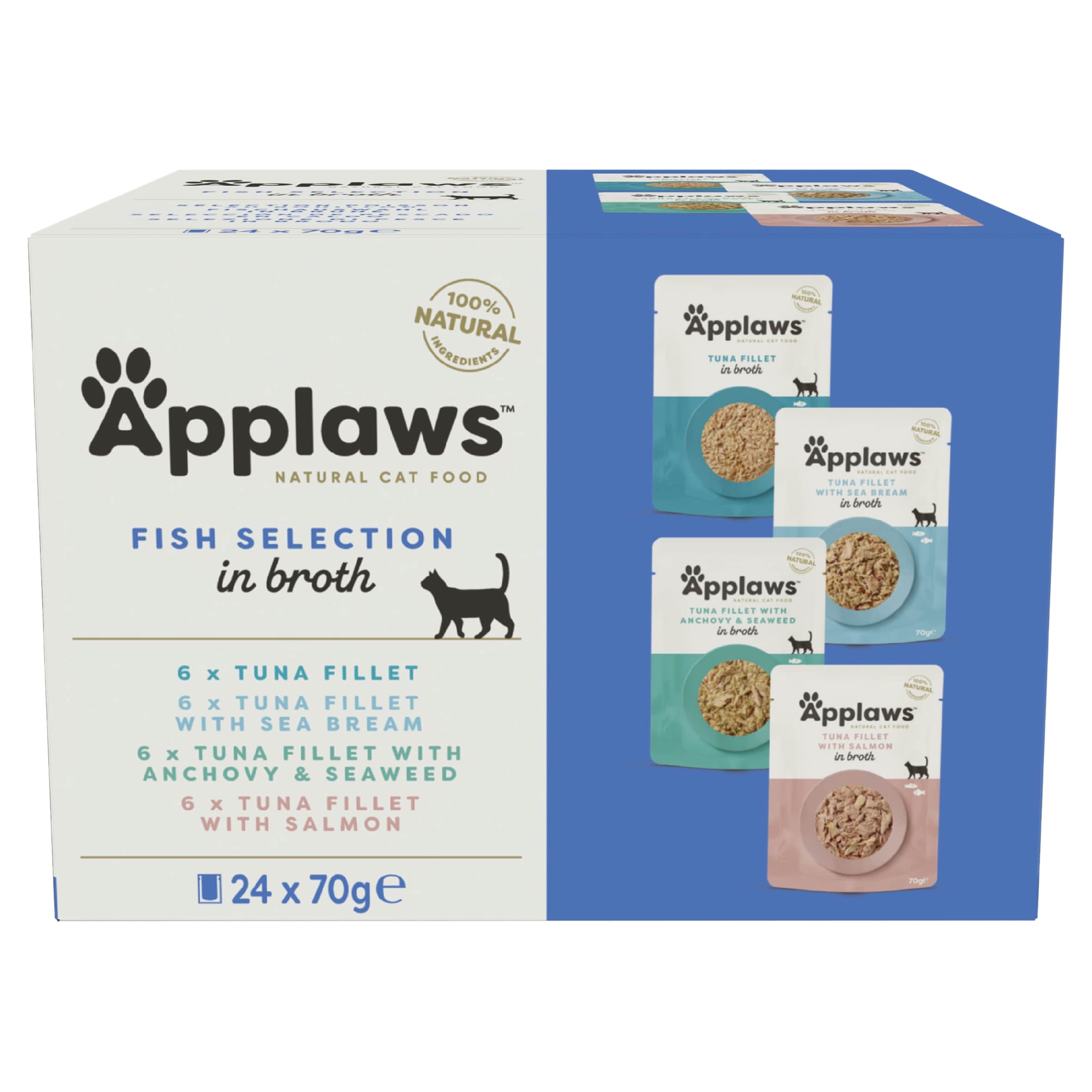 Applaws Cat Natural Fish Selection in Broth 24 x 70g - Fish Selection (4 Varieties)