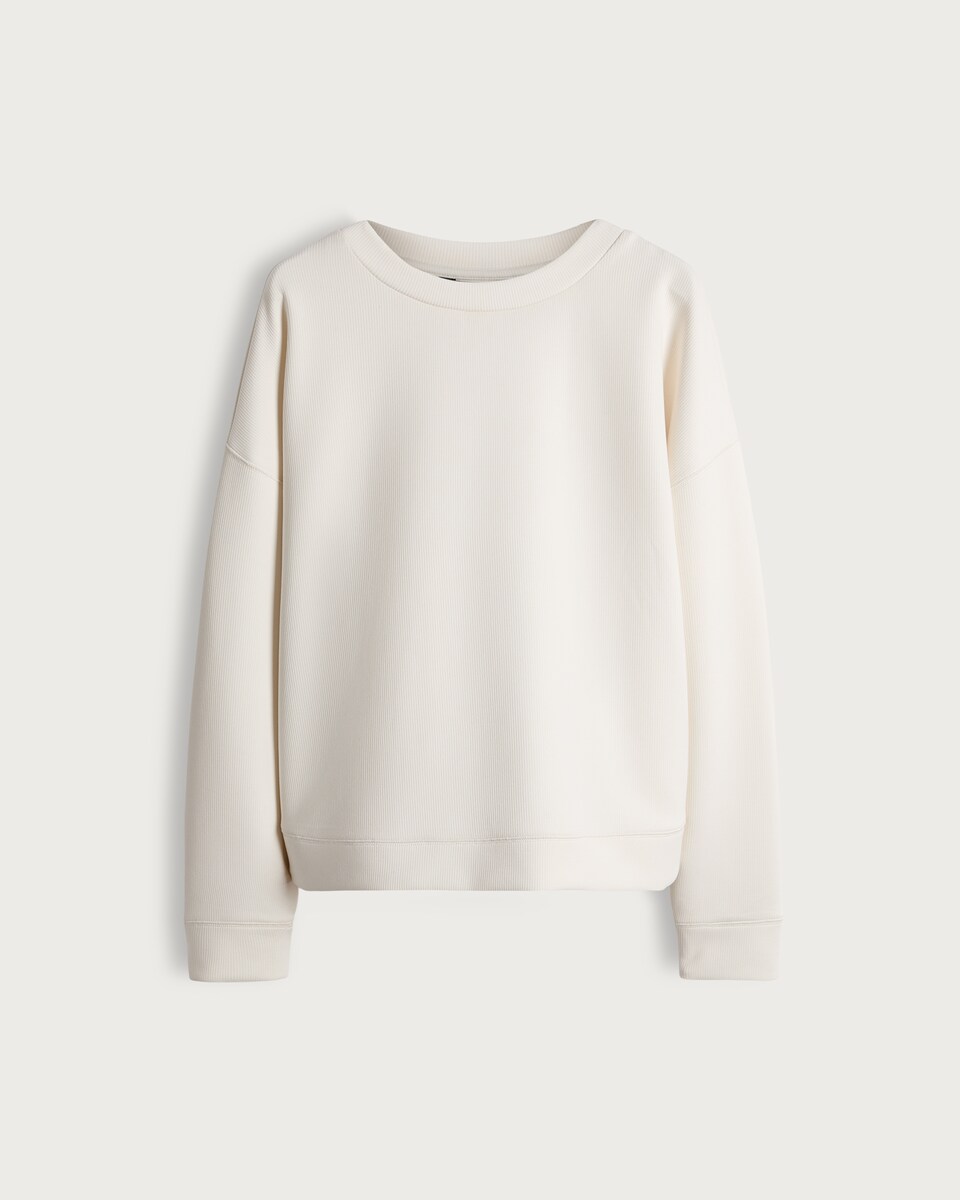 image 1 of F&F Active Ribbed Sports Sweatshirt in Cream