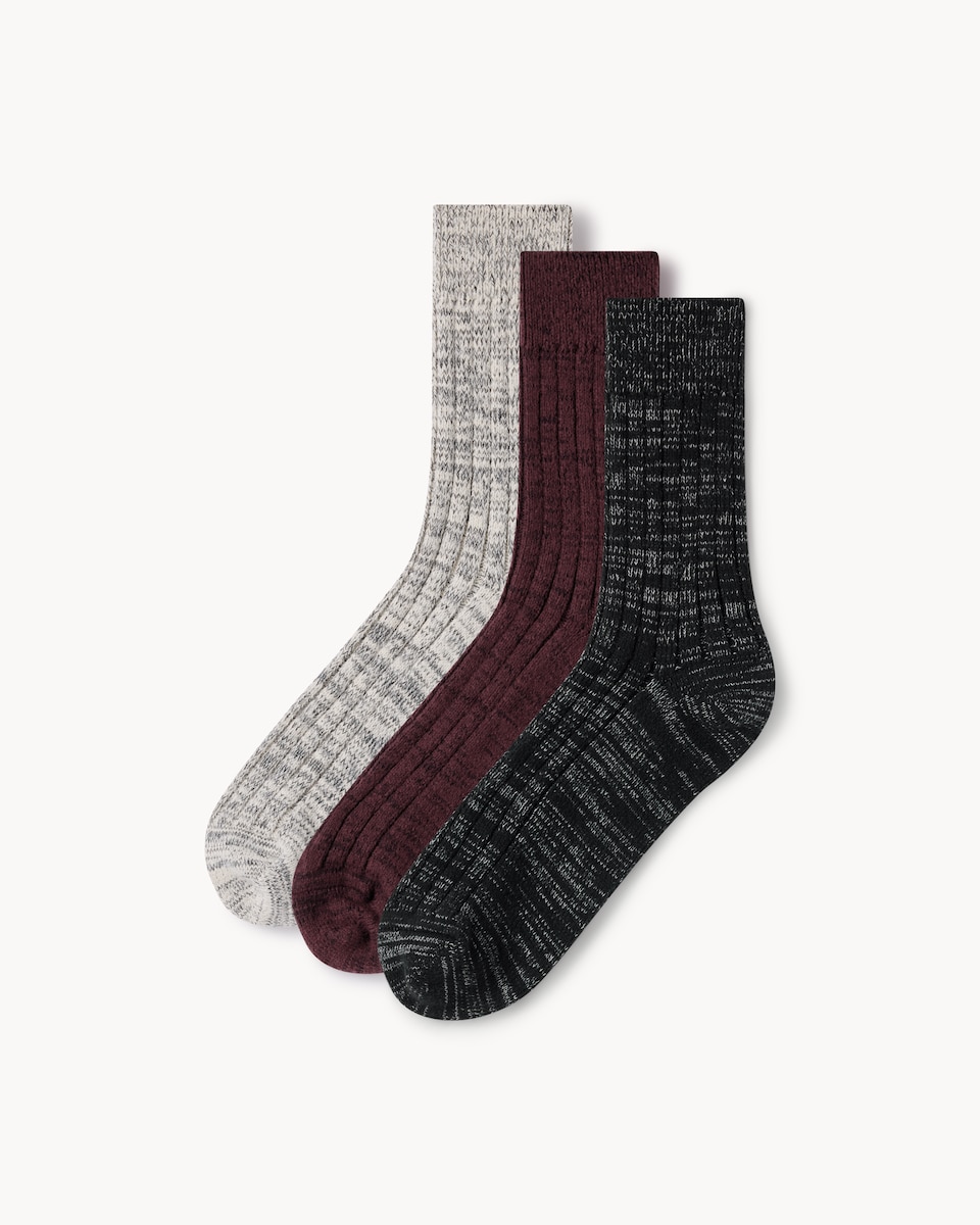 F&F 3-Pack Ribbed Cosy Socks in Multi
