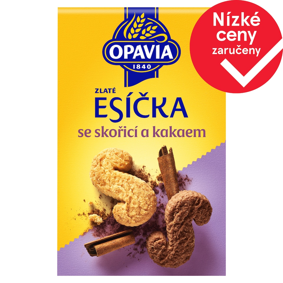 Opavia sušenky Zlaté Esíčka se skořicí a kakaem 220g