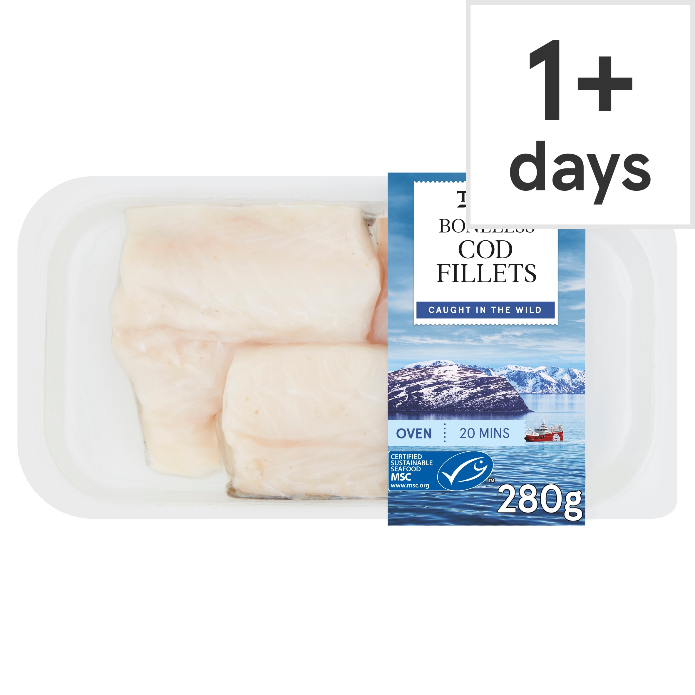 Tesco 2 Boneless Cod Fillets 280G